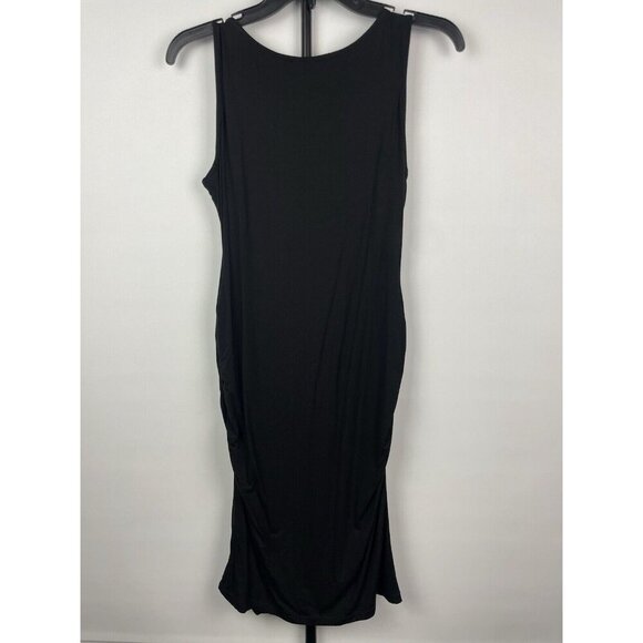 Seraphine Black Sleeveless Ruched Side Seam Maternity Tank Dress Size 6 - Picture 6 of 6